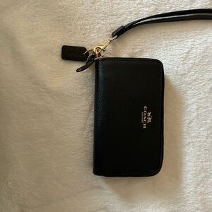 Coach Black Leather Wristlet